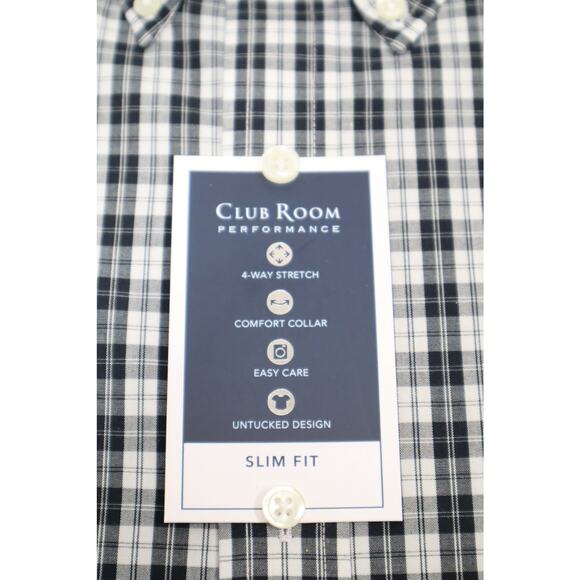 Club Room Slim Fit 4-Way Stretch Black and White Button Down Size S - Picture 4 of 5